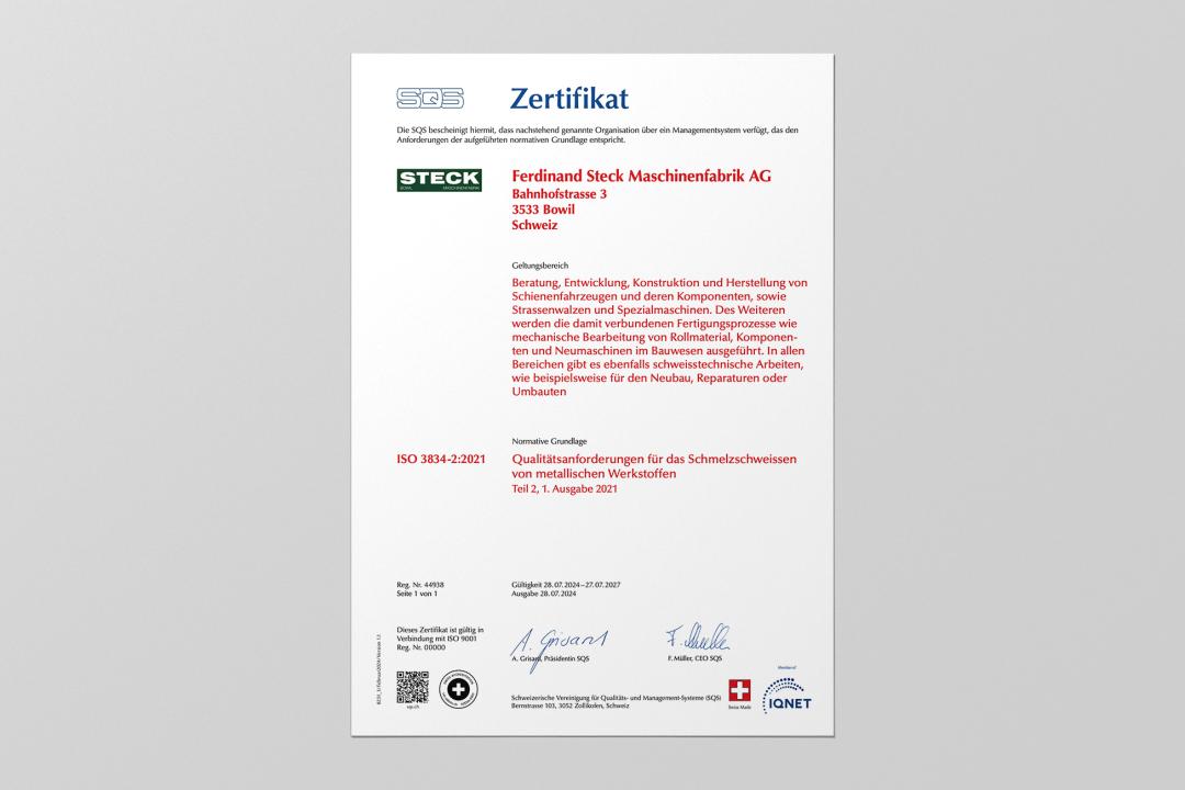 ISO 3834-2 Qualitätsanforderungen für das Schmelzschweissen von metallischen Werkstoffen