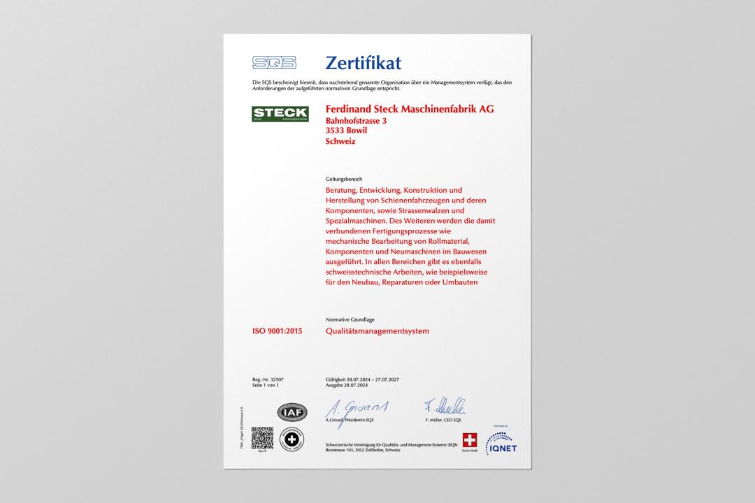 ISO 9001:2015 Qualitätsmanagementsystem