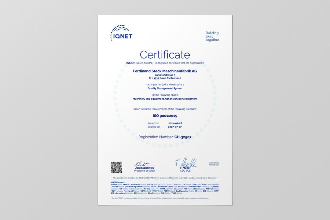 ISO 9001:2015 Qualitätsmanagementsystem International